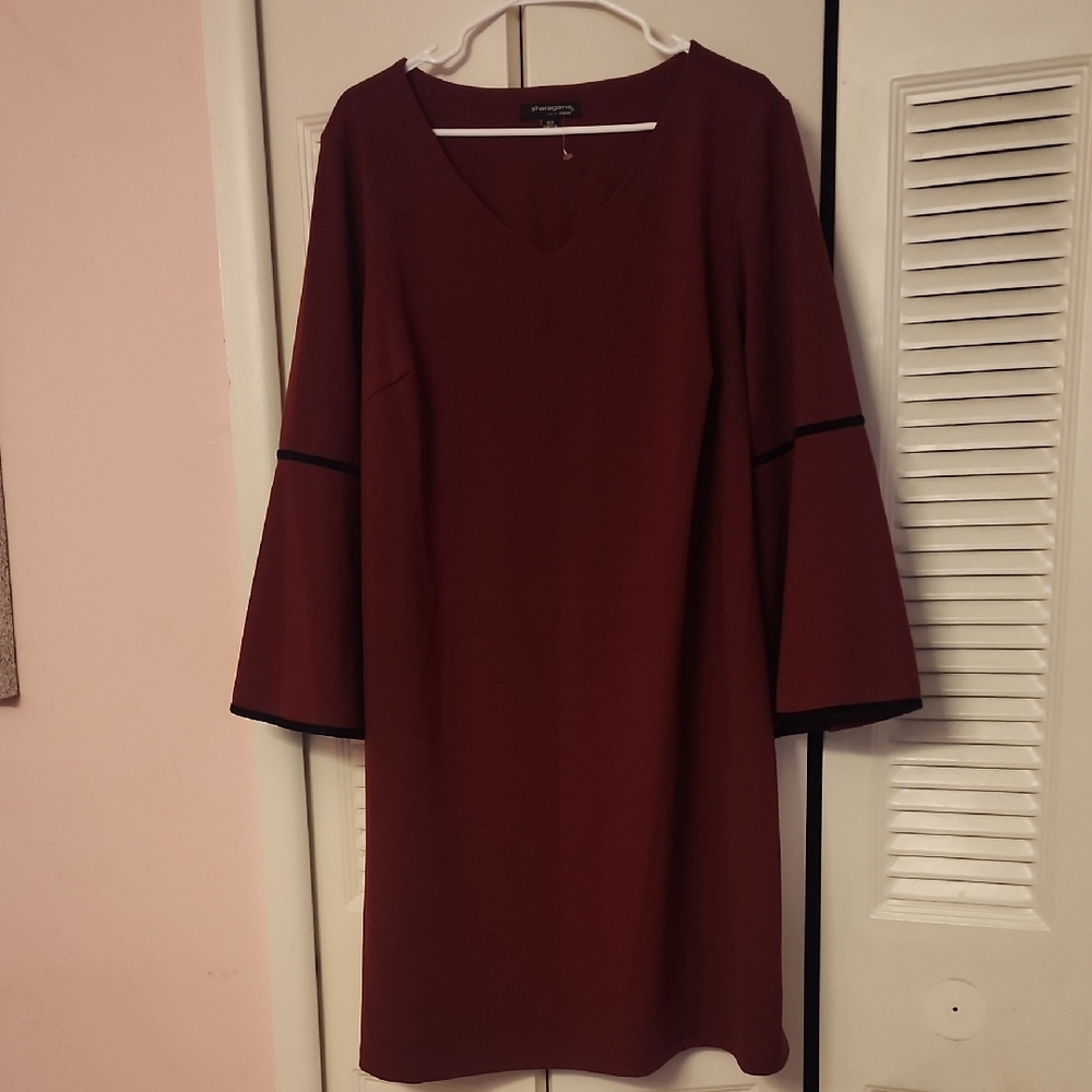 Merona Red Sheath Dress with Bell Sleeves V-neck